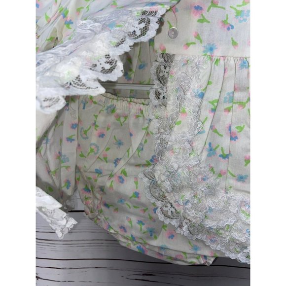 Cutest Ones Vintage Size 12 Months White Floral Print Infant Girls 2 Piece Dress - Picture 7 of 10